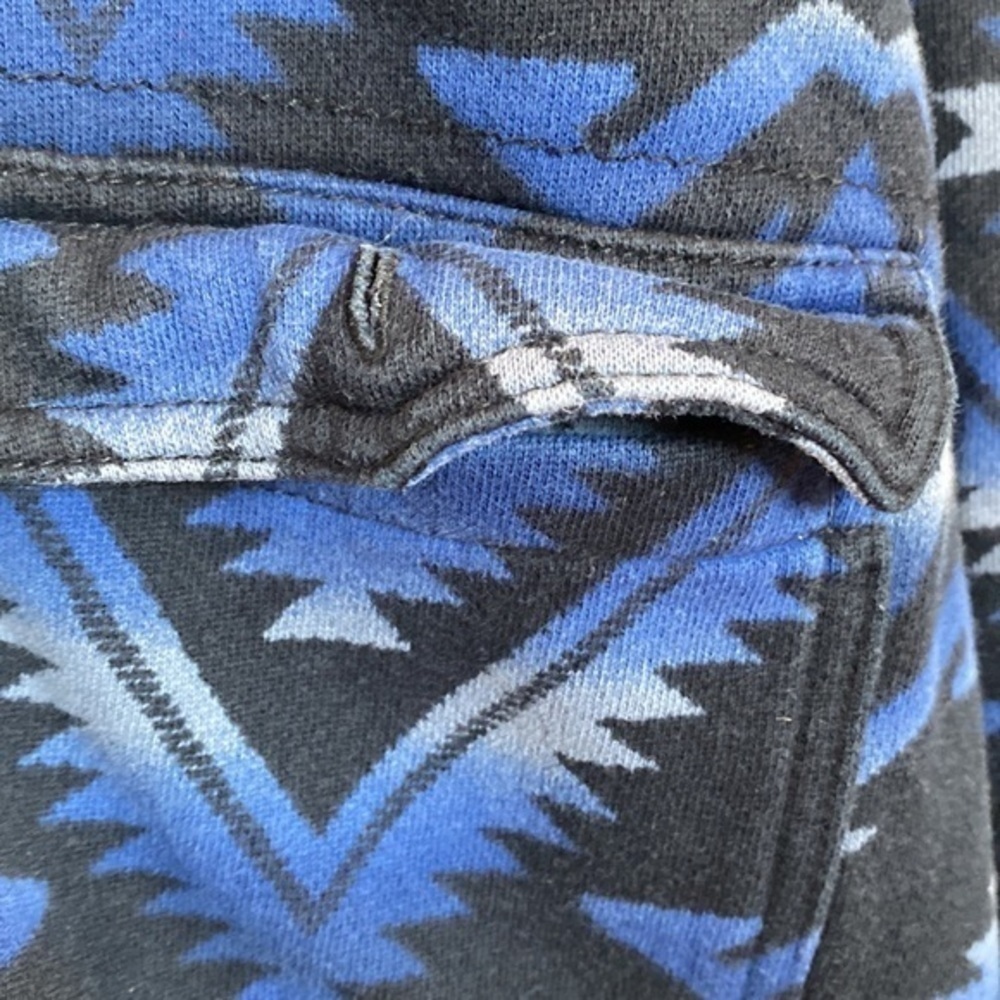 Vintage Ralph Lauren blue black knit Navajo Print button up jacket hoodie - Picture 6 of 12